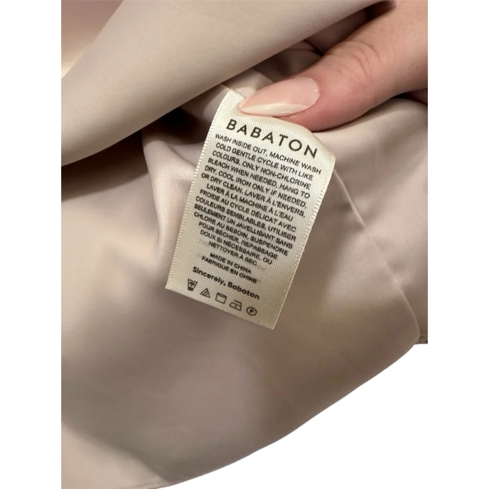 Aritzia Babaton Midi Satin Slit Dress, Size 8, Blush Pink / Pearl - Picture 8 of 10